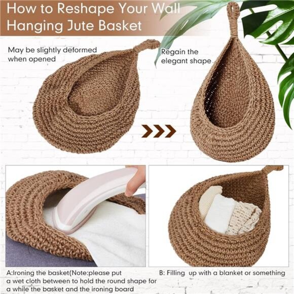 Hanging Wall Basket Teardrop Hanging Baskets Onion Basket Coat Bohemian Storage - Picture 5 of 7